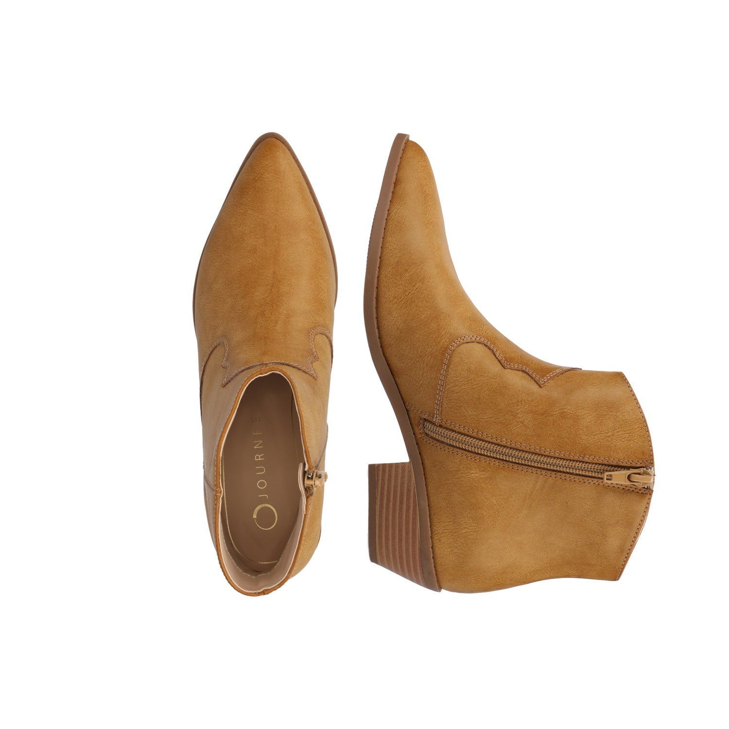 Journee TALIAH WESTERN ANKLE BOOTIES - Tan