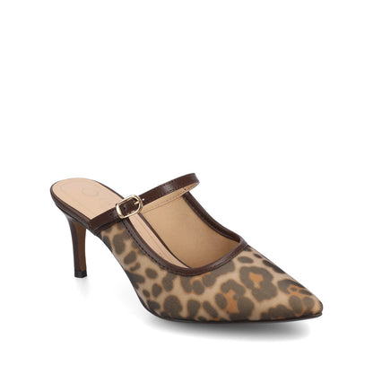 Journee TIFFEE SLIP ON HEELS - Chocolate Leopard Mesh