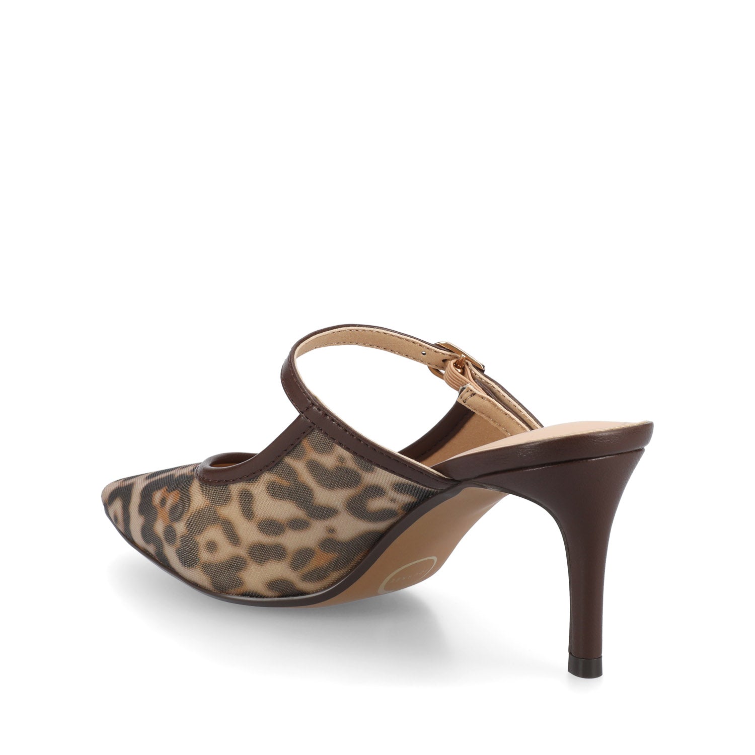 Journee TIFFEE SLIP ON HEELS - Chocolate Leopard Mesh