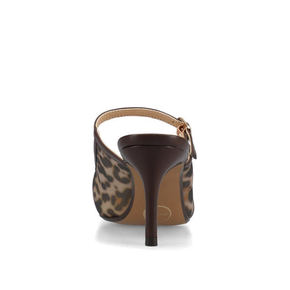 Journee TIFFEE SLIP ON HEELS - Chocolate Leopard Mesh