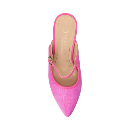 Journee TIFFEE SLIP ON HEELS - Pink/Raffia