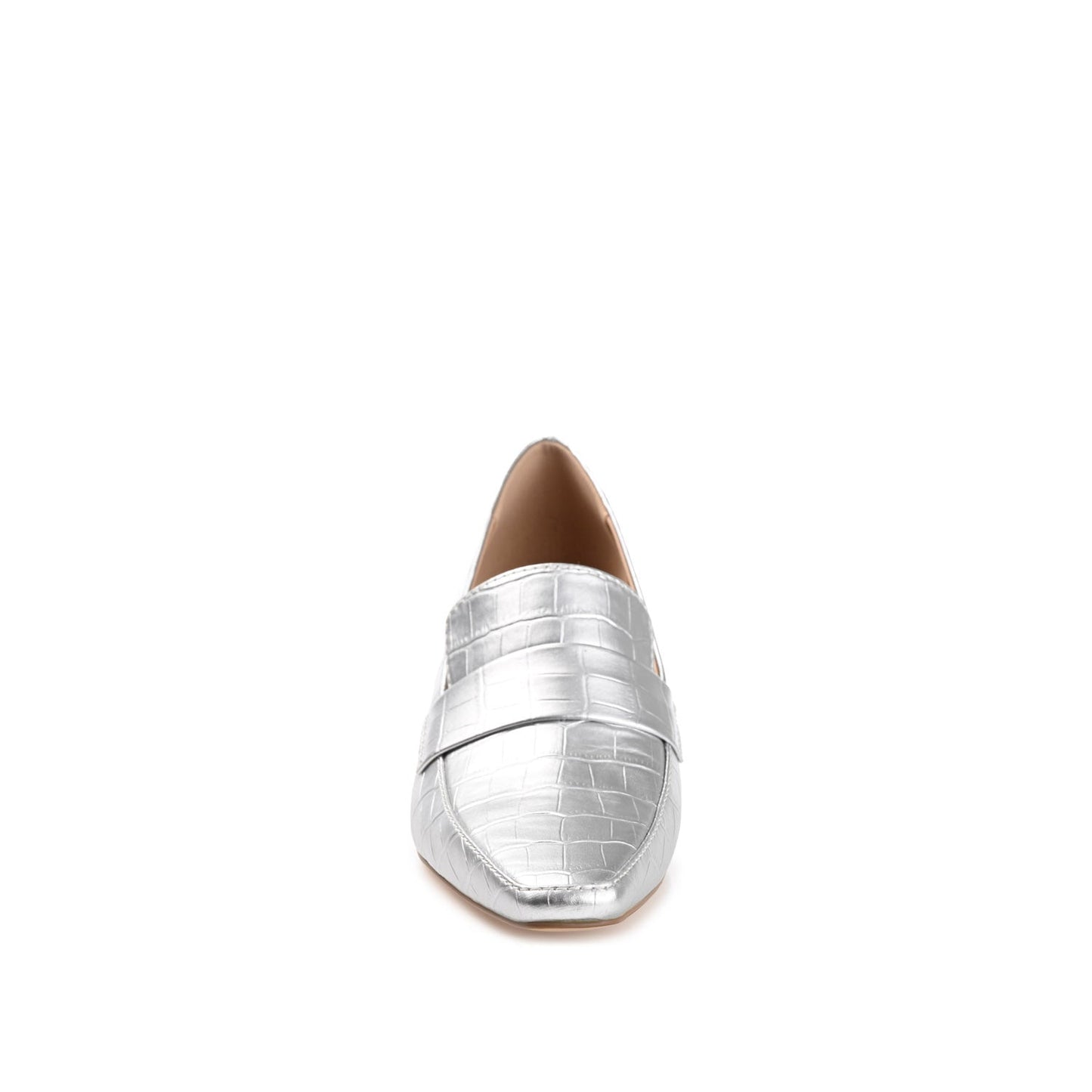 Journee CELINA KITTEN LOAFER HEELS IN CROCO - Silver Croco