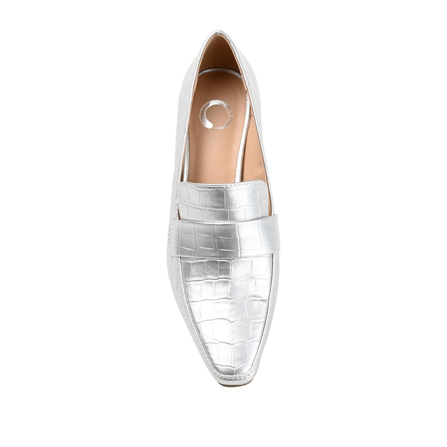 Journee CELINA KITTEN LOAFER HEELS IN CROCO - Silver Croco