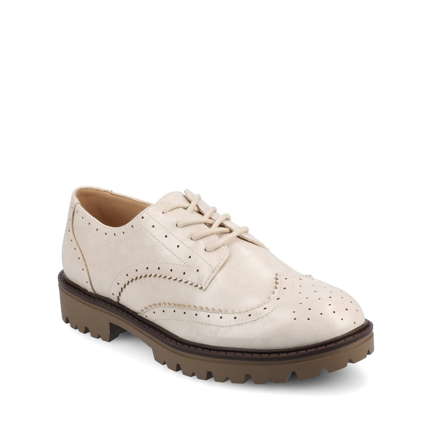 Journee CLAUDIYA OXFORD LOAFER IN VEGAN LEATHER - Bone Patent