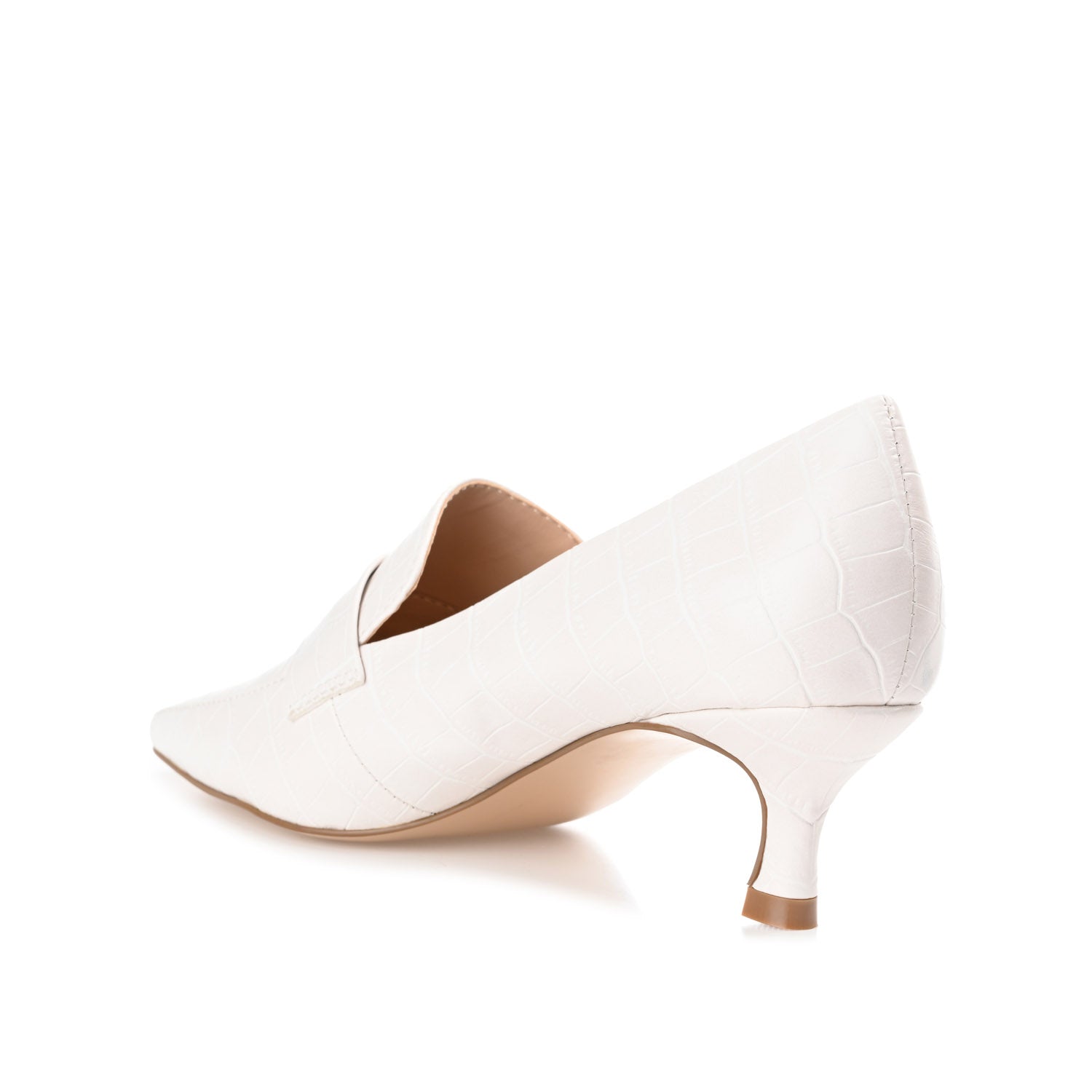 Journee CELINA KITTEN LOAFER HEELS IN CROCO - White