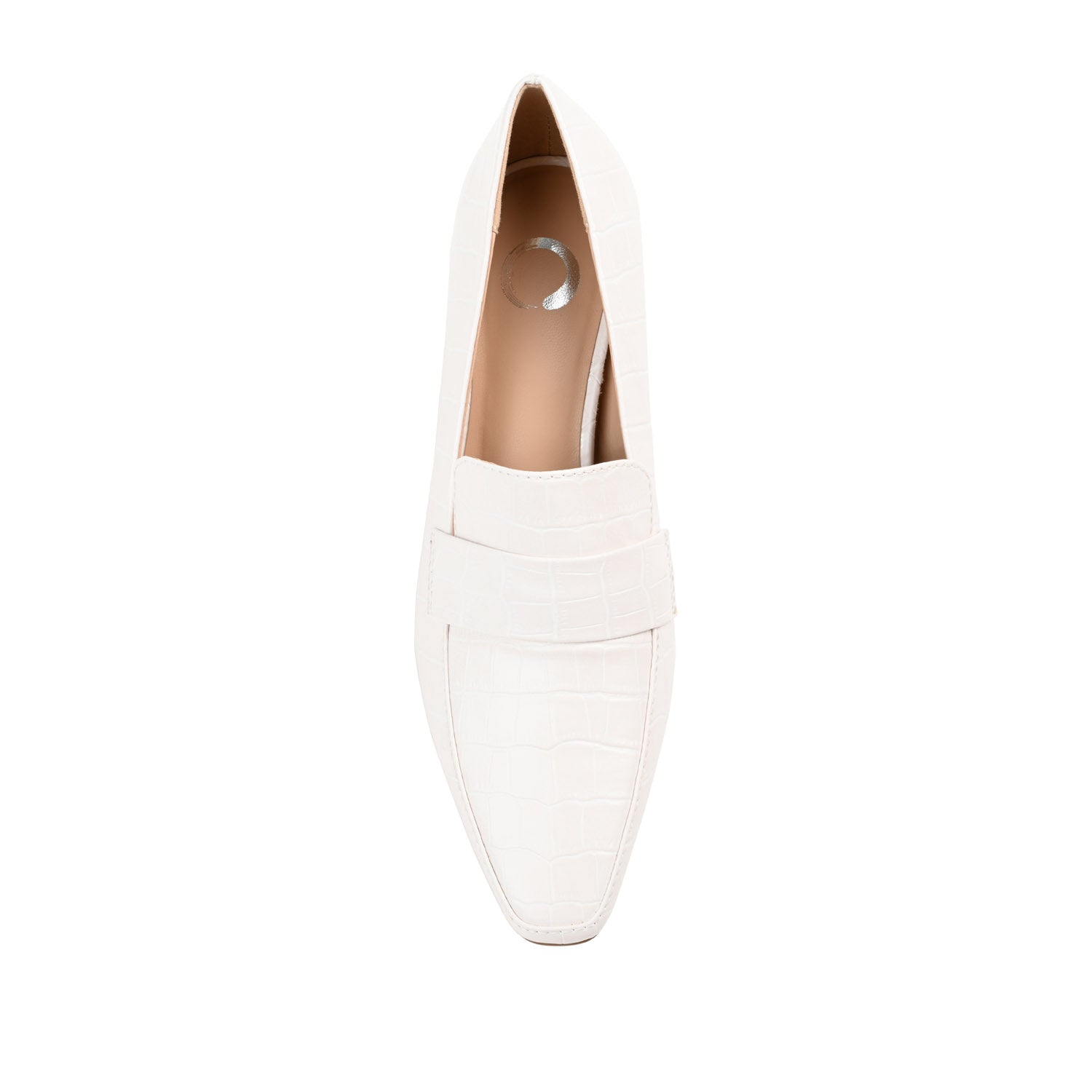 Journee CELINA KITTEN LOAFER HEELS IN CROCO - White