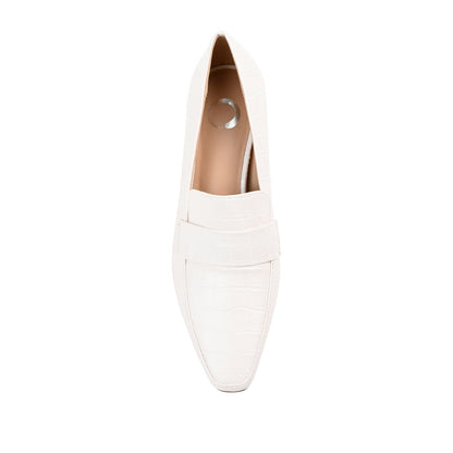 Journee CELINA KITTEN LOAFER HEELS IN CROCO - White