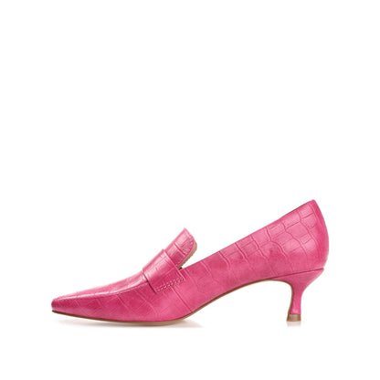 Journee CELINA KITTEN LOAFER HEELS IN CROCO - Fuchsia