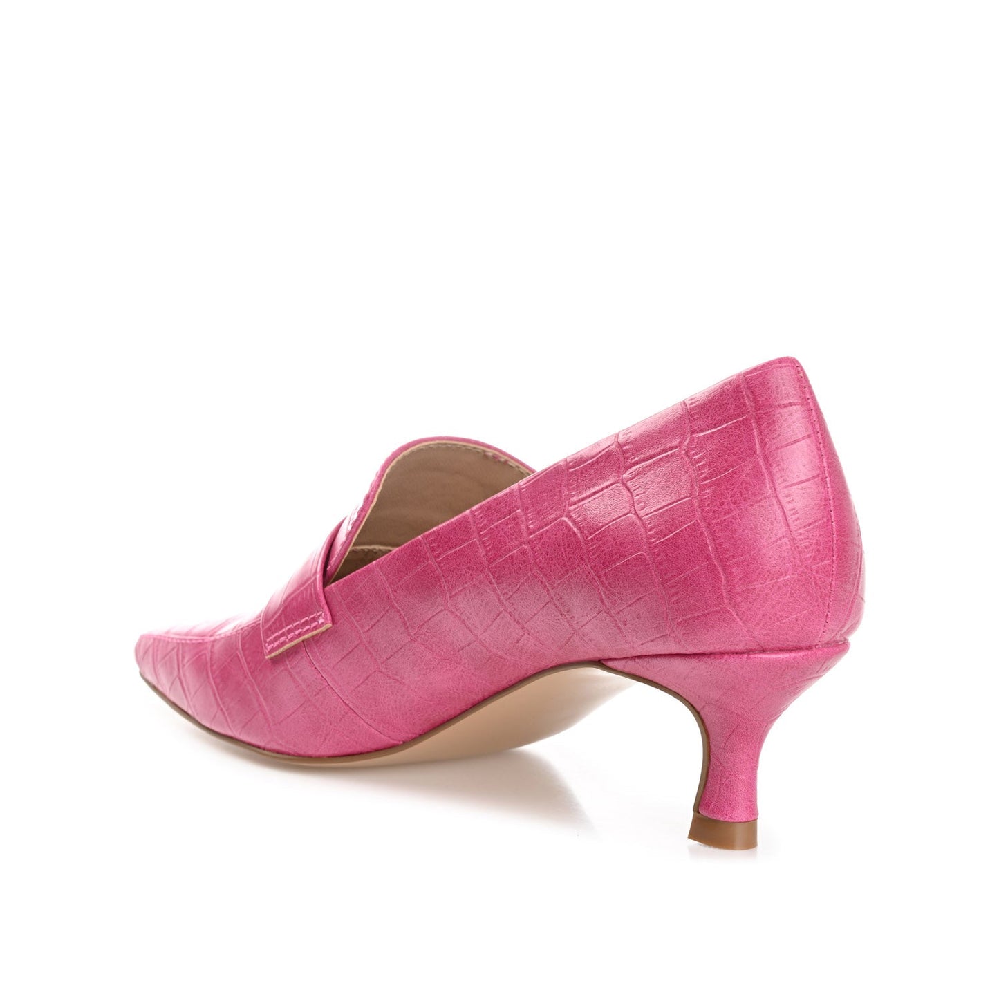 Journee CELINA KITTEN LOAFER HEELS IN CROCO - Fuchsia