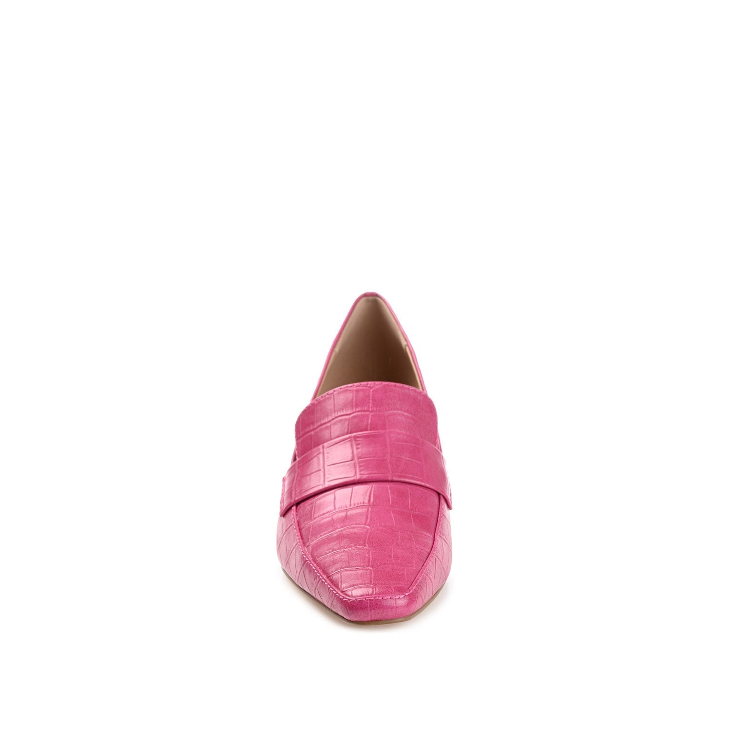 Journee CELINA KITTEN LOAFER HEELS IN CROCO - Fuchsia