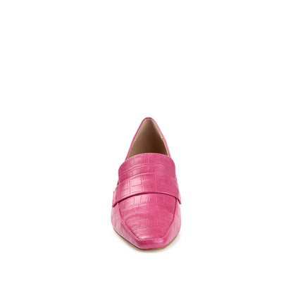 Journee CELINA KITTEN LOAFER HEELS IN CROCO - Fuchsia