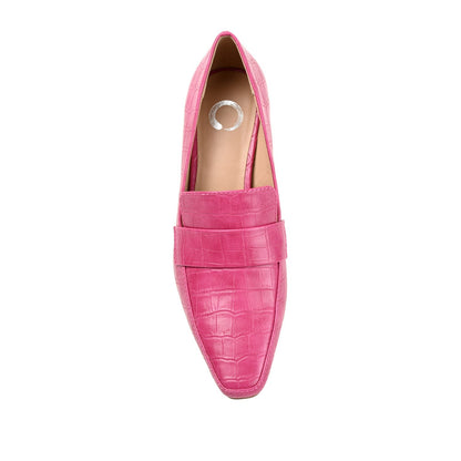 Journee CELINA KITTEN LOAFER HEELS IN CROCO - Fuchsia