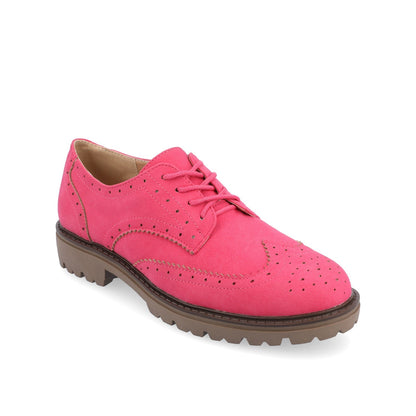 Journee CLAUDIYA OXFORD LOAFER FLAT IN FAUX SUEDE - Pink Faux Suede