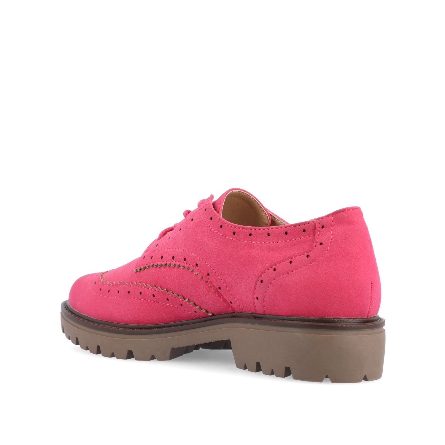 Journee CLAUDIYA OXFORD LOAFER FLAT IN FAUX SUEDE - Pink Faux Suede