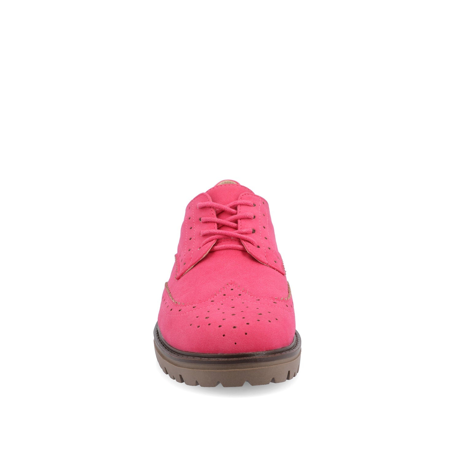 Journee CLAUDIYA OXFORD LOAFER FLAT IN FAUX SUEDE - Pink Faux Suede
