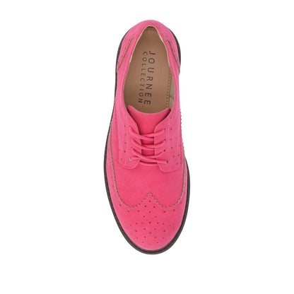 Journee CLAUDIYA OXFORD LOAFER FLAT IN FAUX SUEDE - Pink Faux Suede