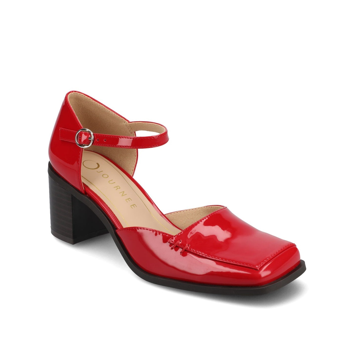 Journee EVANGELINE BLOCK D'ORSAY HEELS IN PATENT - Patent Red