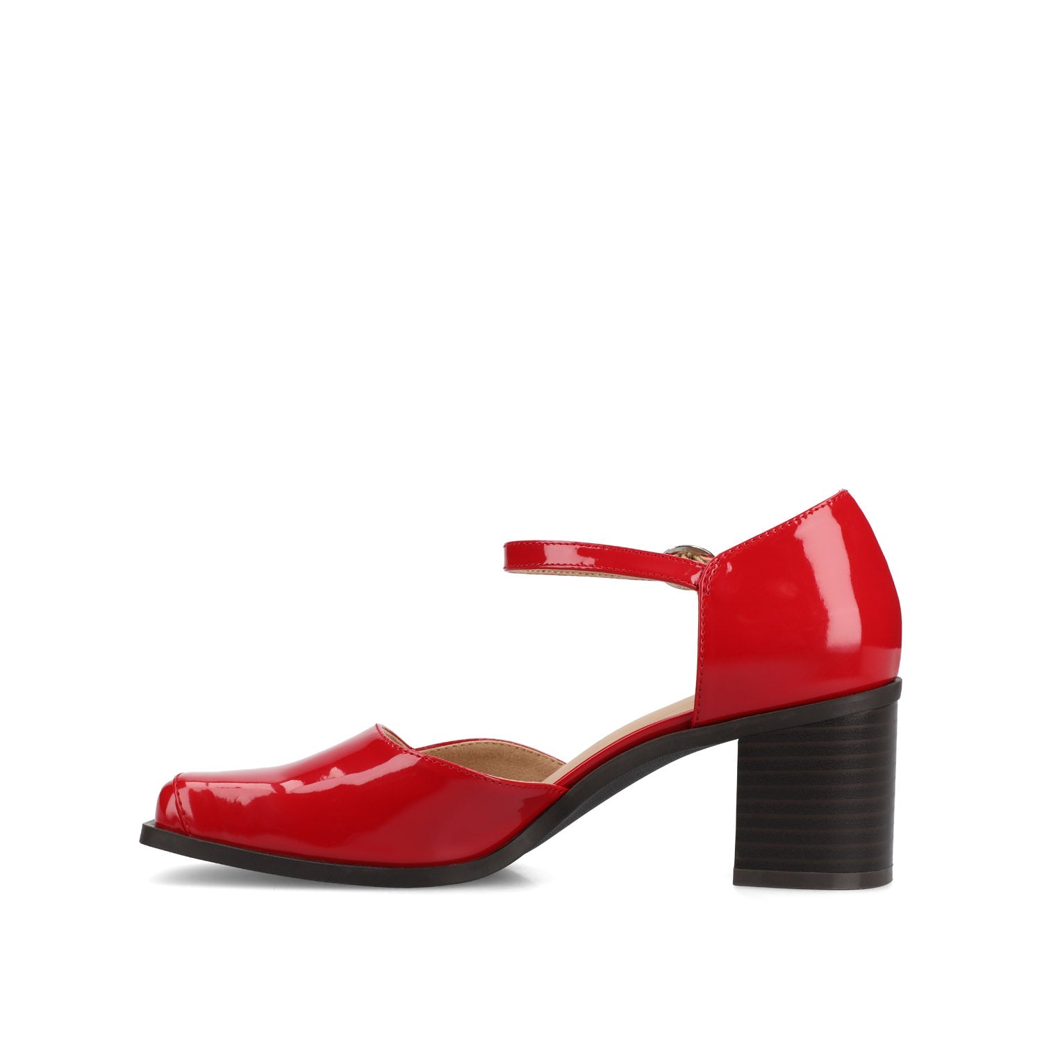 Journee EVANGELINE BLOCK D'ORSAY HEELS IN PATENT - Patent Red
