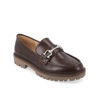 Journee JESSAMEY HORSE BIT LOAFER FLATS - Brown Vegan Leather