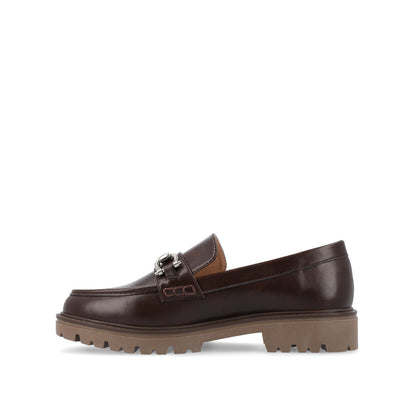 Journee JESSAMEY HORSE BIT LOAFER FLATS - Brown Vegan Leather