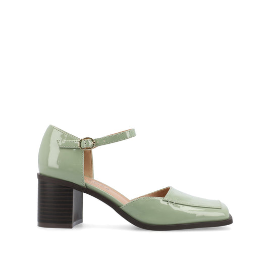 Journee EVANGELINE BLOCK D'ORSAY HEELS IN PATENT - Patent Green
