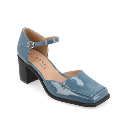 Journee EVANGELINE BLOCK D'ORSAY HEELS IN PATENT - Patent Blue