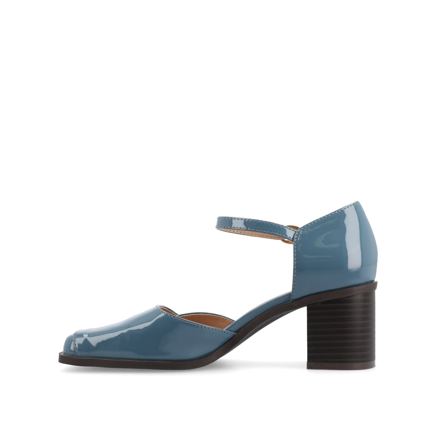 Journee EVANGELINE BLOCK D'ORSAY HEELS IN PATENT - Patent Blue