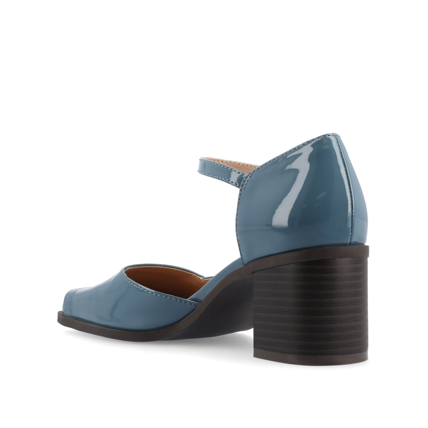 Journee EVANGELINE BLOCK D'ORSAY HEELS IN PATENT - Patent Blue