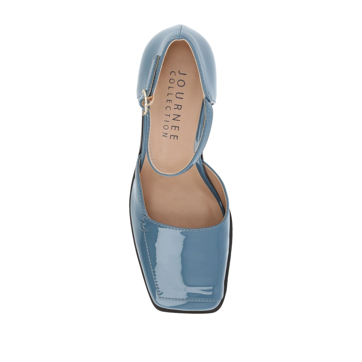 Journee EVANGELINE BLOCK D'ORSAY HEELS IN PATENT - Patent Blue