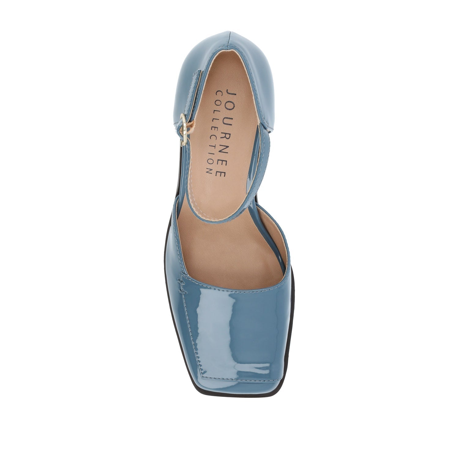Journee EVANGELINE BLOCK D'ORSAY HEELS IN PATENT - Patent Blue