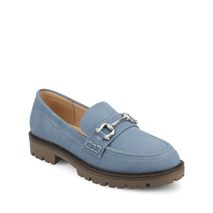 Journee JESSAMEY HORSE BIT LOAFER FLATS - Light Blue Faux Suede