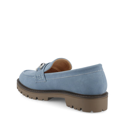 Journee JESSAMEY HORSE BIT LOAFER FLATS - Light Blue Faux Suede