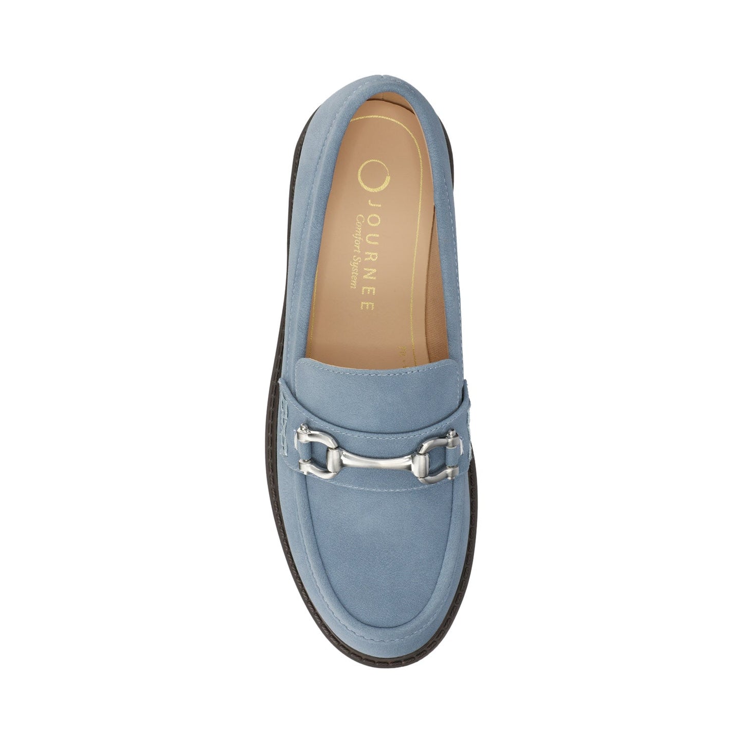 Journee JESSAMEY HORSE BIT LOAFER FLATS - Light Blue Faux Suede