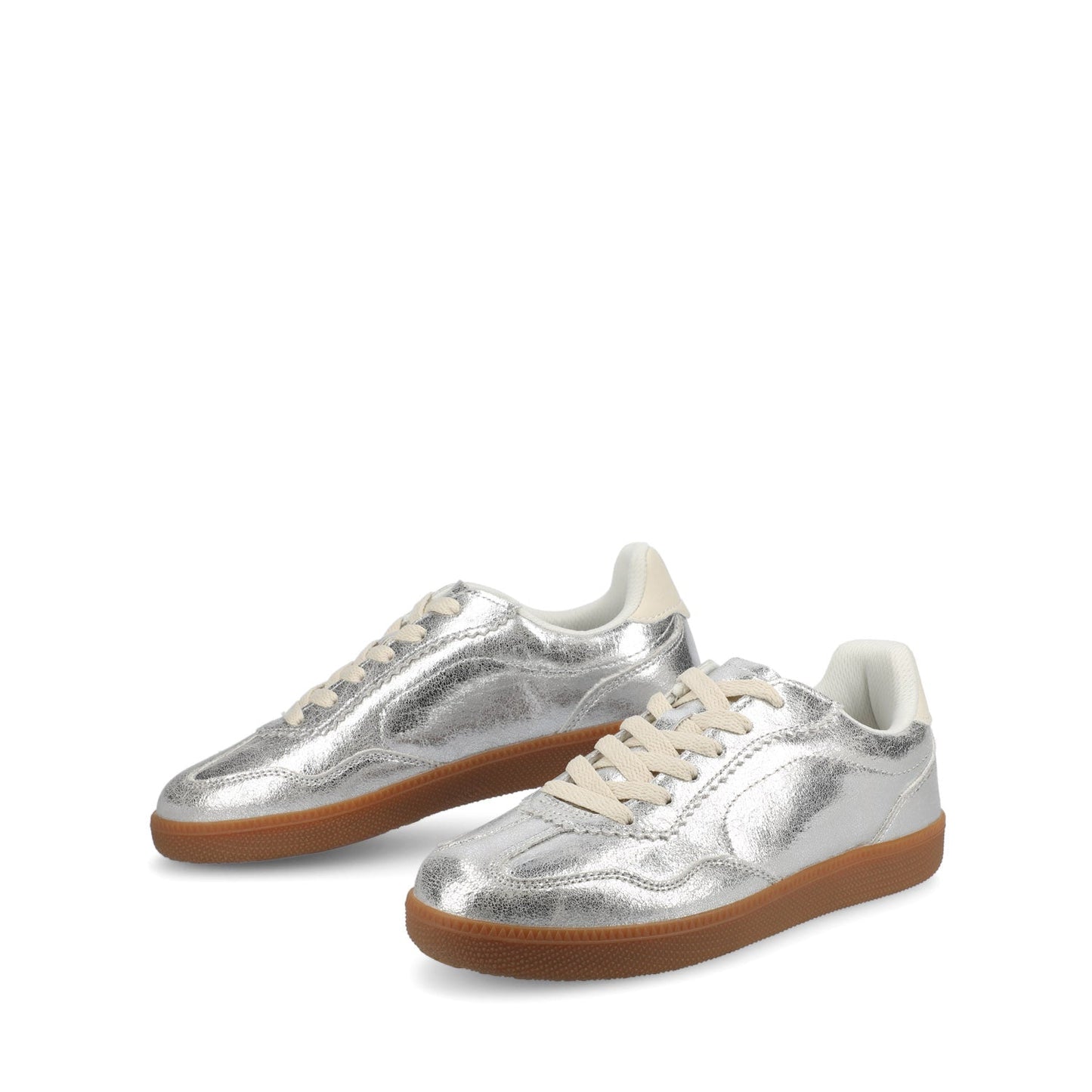 Journee LUMMIE CASUAL LACE UP SNEAKERS - Silver PU