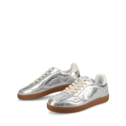 Journee LUMMIE CASUAL LACE UP SNEAKERS - Silver PU
