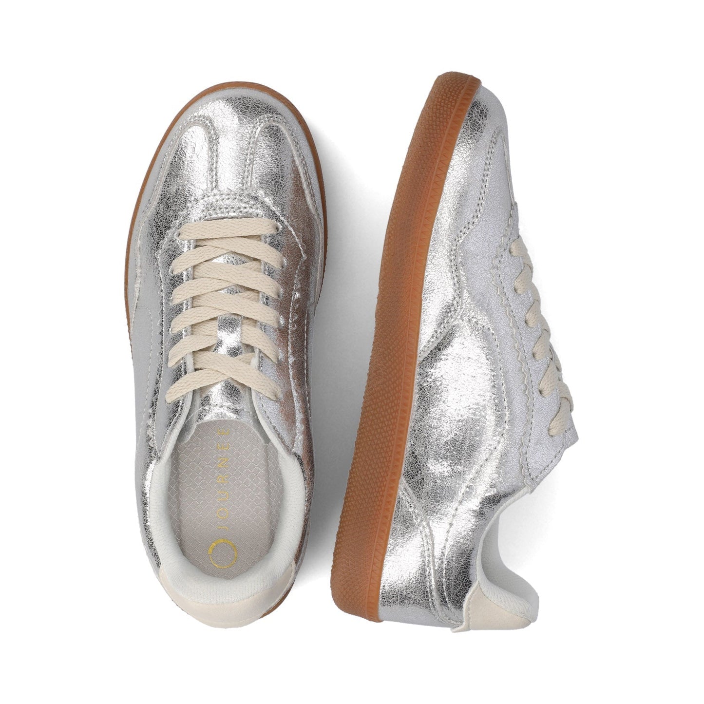 Journee LUMMIE CASUAL LACE UP SNEAKERS - Silver PU