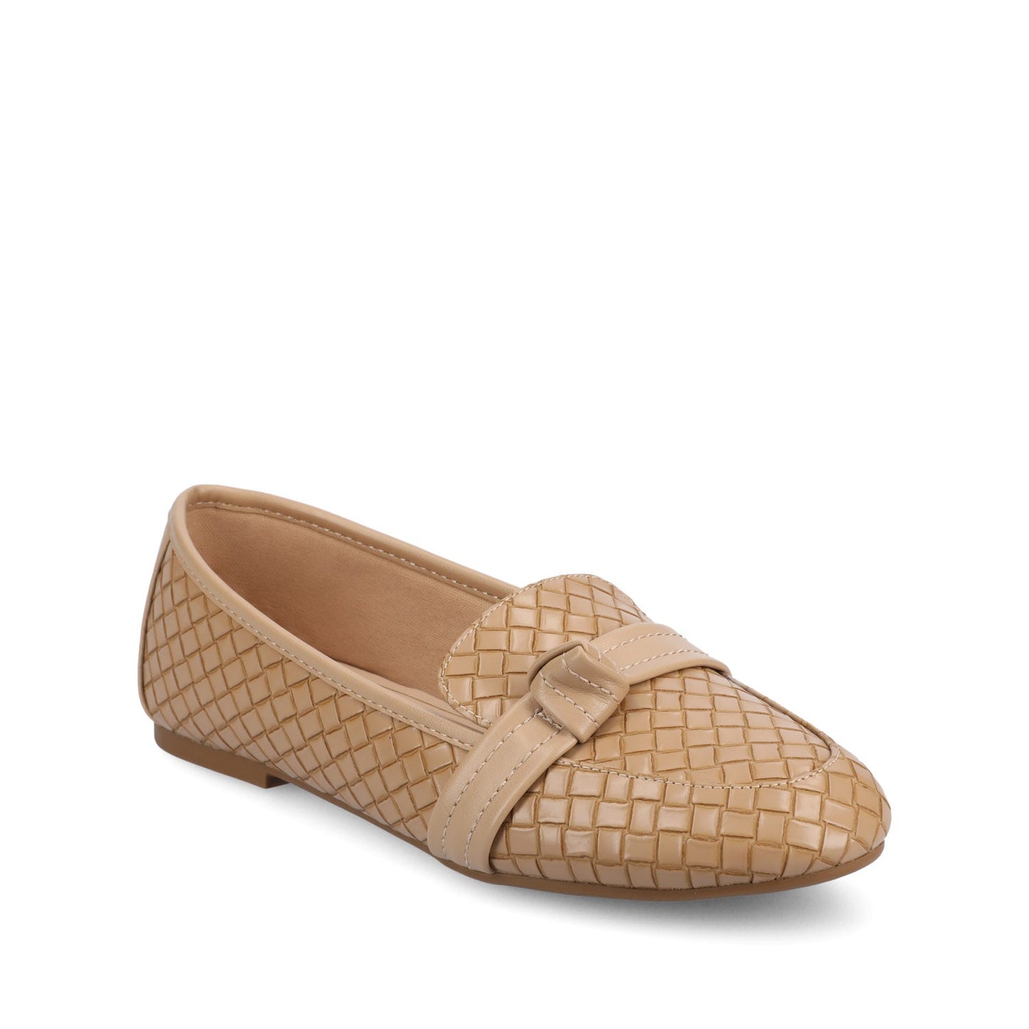 Journee MARCI VEGAN LEATHER LOAFER FLATS IN WIDE - Tan Woven