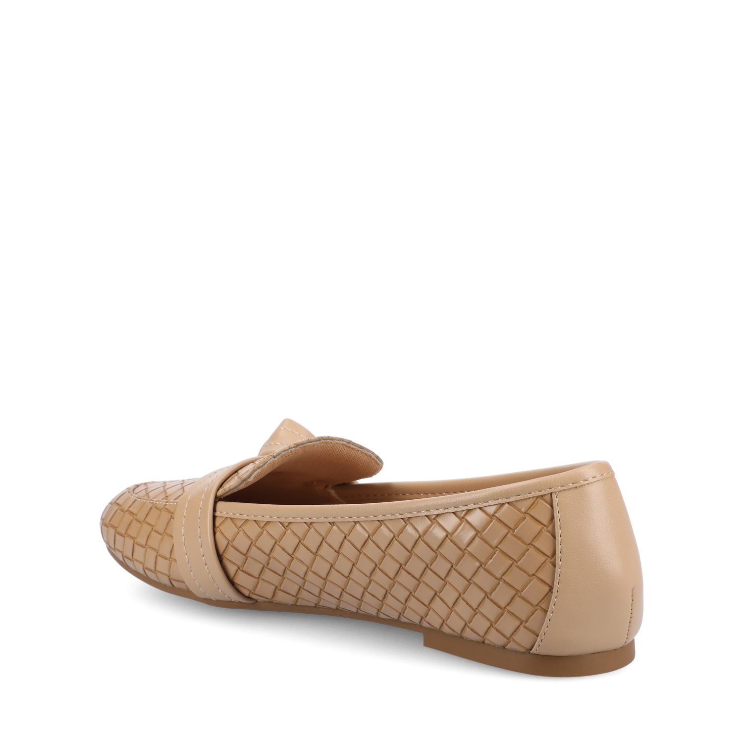 Journee MARCI VEGAN LEATHER LOAFER FLATS IN WIDE - Tan Woven