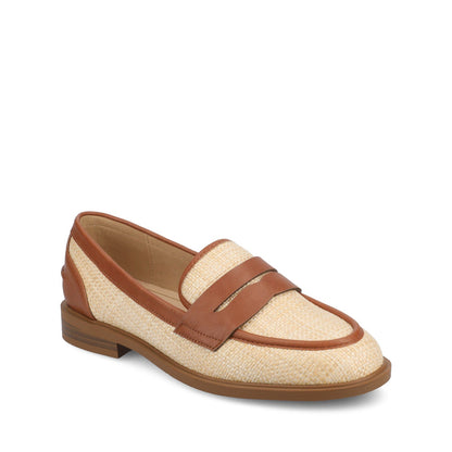 Journee BROOKS PENNY LOAFER - Cognac/Natural Raffia