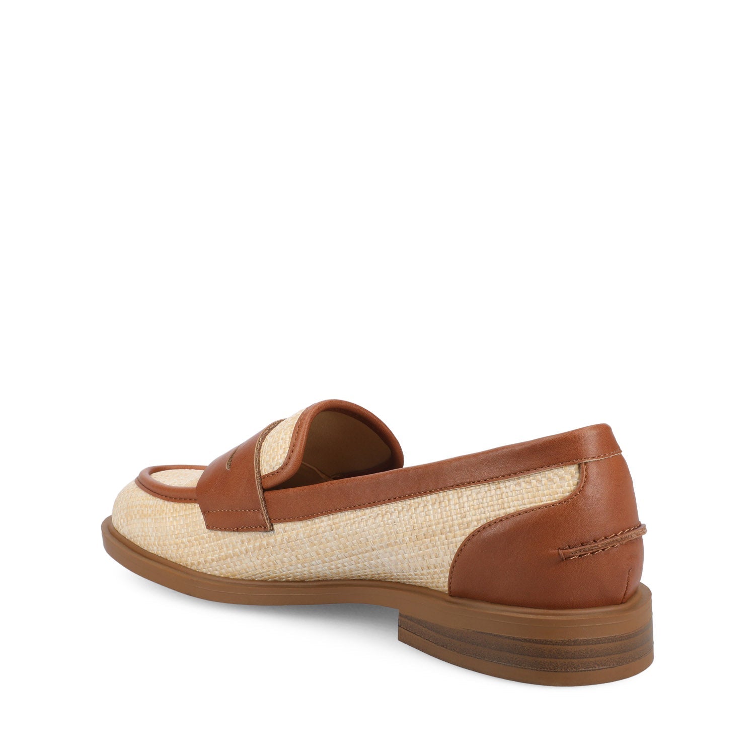 Journee BROOKS PENNY LOAFER - Cognac/Natural Raffia