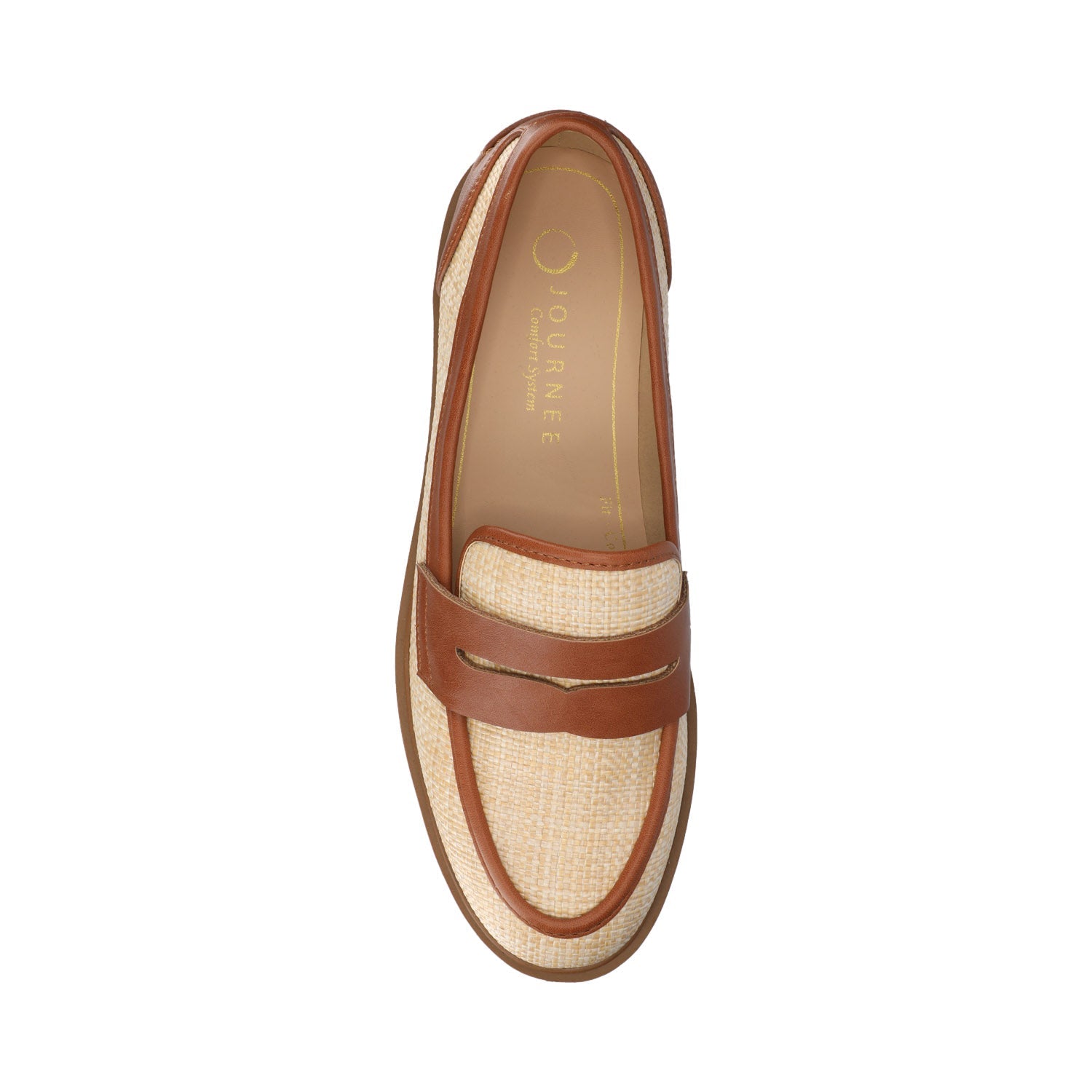 Journee BROOKS PENNY LOAFER - Cognac/Natural Raffia