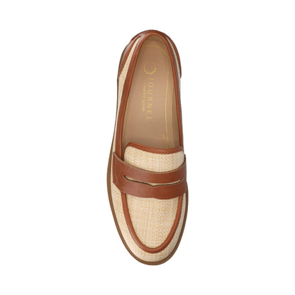 Journee BROOKS PENNY LOAFER - Cognac/Natural Raffia