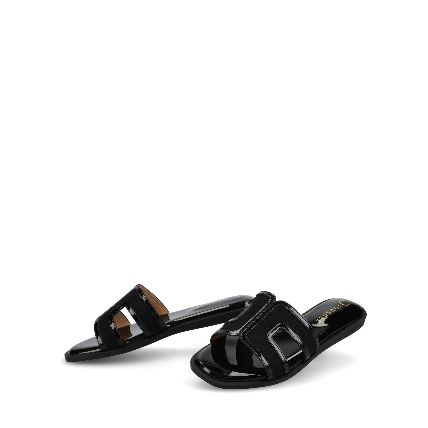 Journee PRIMAH FLAT SANDALS - Patent/Black