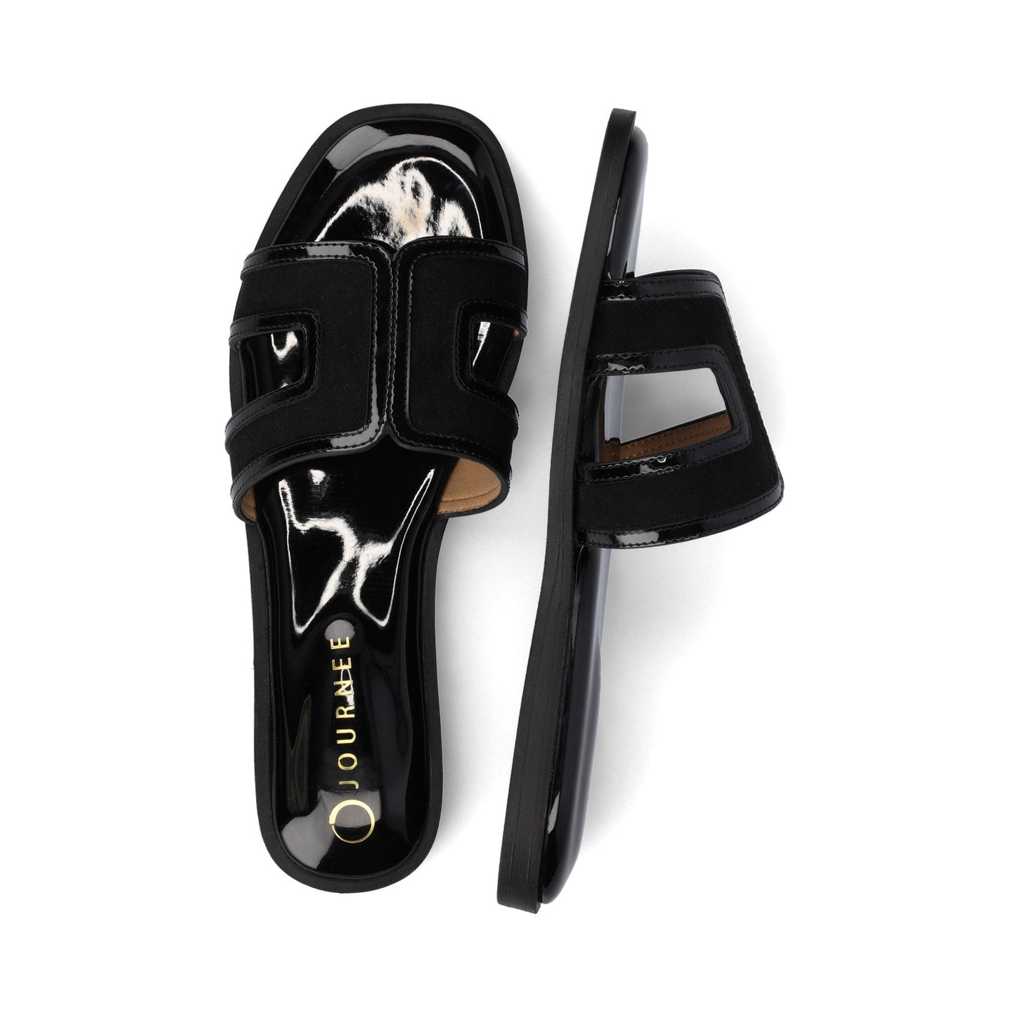 Journee PRIMAH FLAT SANDALS - Patent/Black