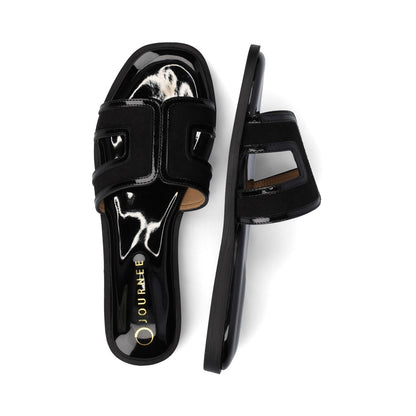 Journee PRIMAH FLAT SANDALS - Patent/Black