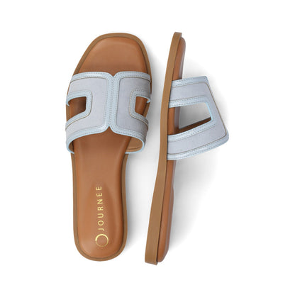 Journee PRIMAH FLAT SANDALS - Light Blue