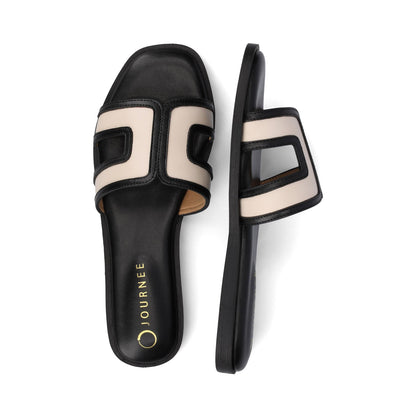 Journee PRIMAH FLAT SANDALS - Bone