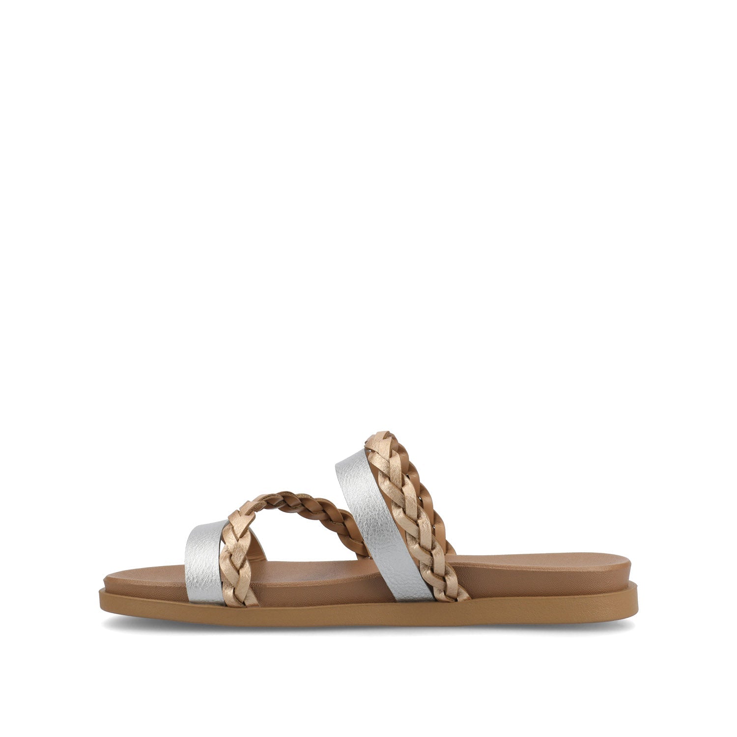 Journee COLETTE SLIDE SANDALS IN VEGAN LEATHER - Silver