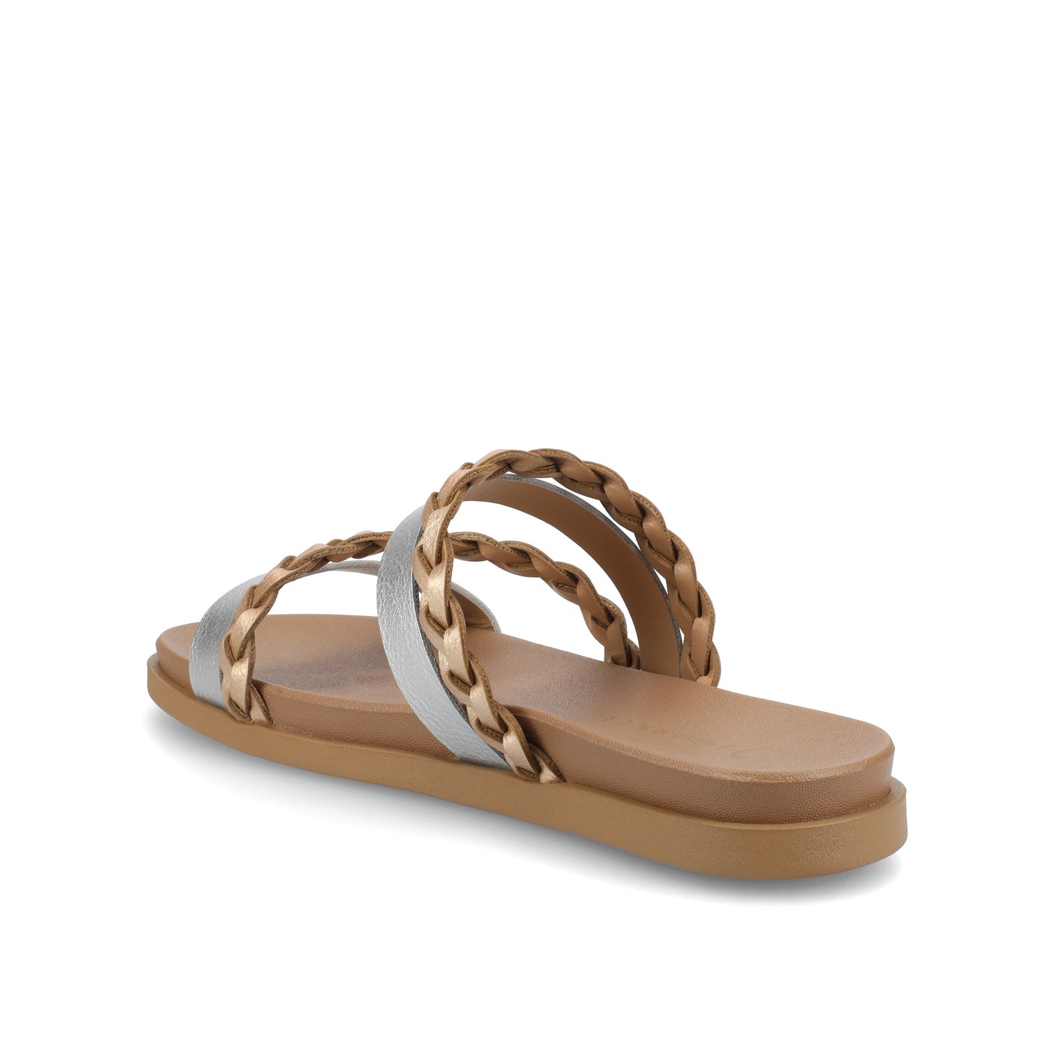 Journee COLETTE SLIDE SANDALS IN VEGAN LEATHER - Silver