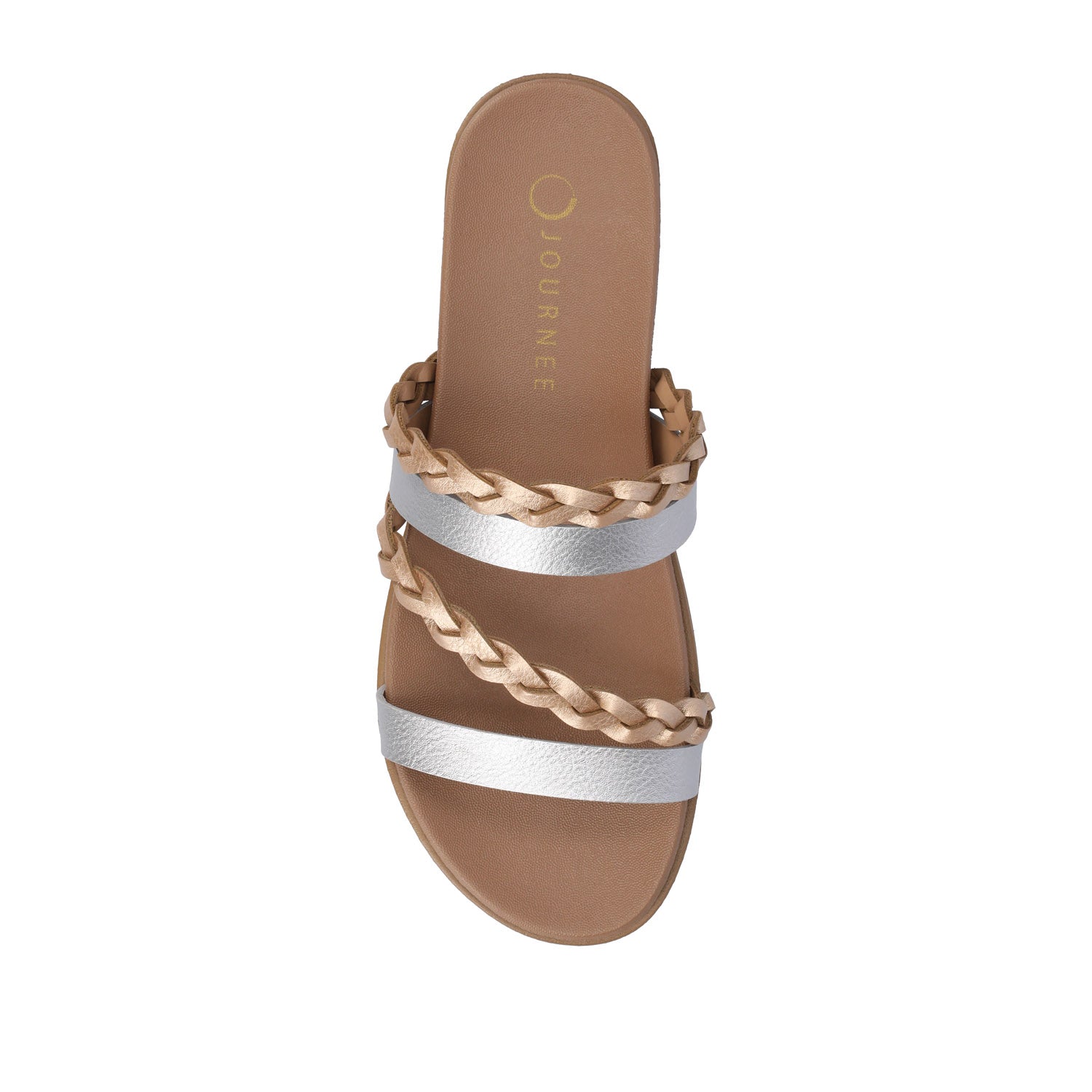 Journee COLETTE SLIDE SANDALS IN VEGAN LEATHER - Silver